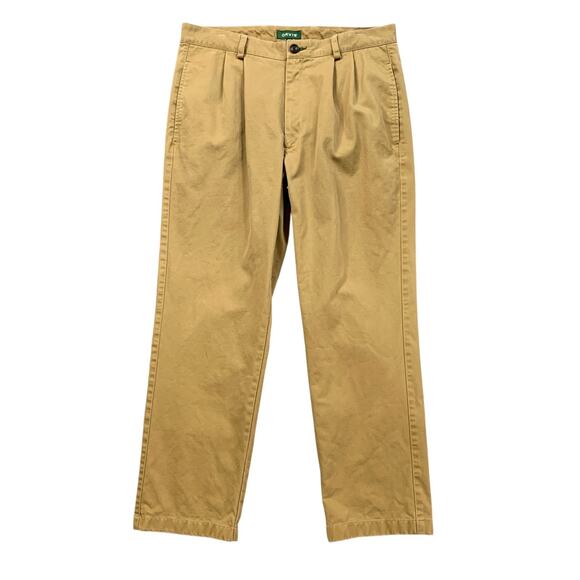 Orvis Pants Mens 35 Earth Pleated Front Straight Leg Chino Relaxed Fit Trousers - Picture 1 of 13